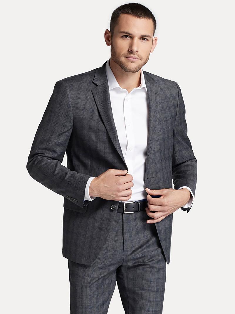 Férfi Tommy Hilfiger Regular fits windowpane check wool Blézerek Szürke | HU 1270JPQ